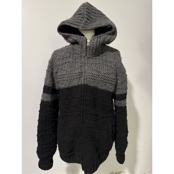 Scotch & Soda wool blend men’s chunky thick sweater zip front hoodie L